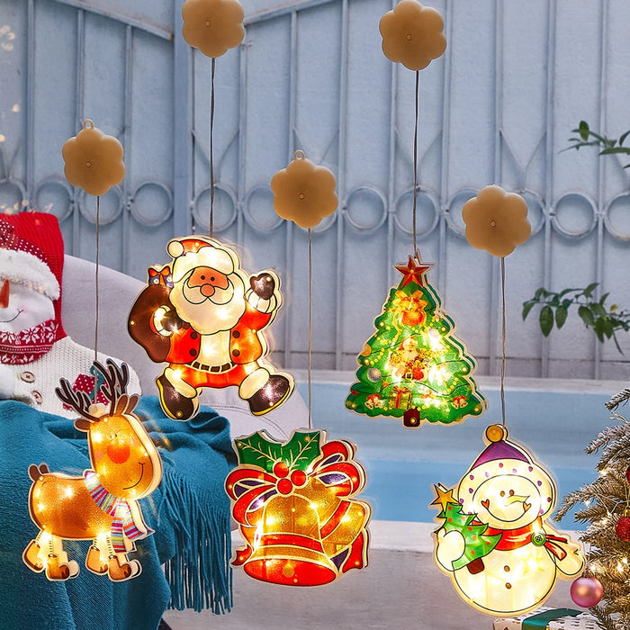 Décoration de fenêtre LED Noël à ventouse - Bonhomme de neige illuminé