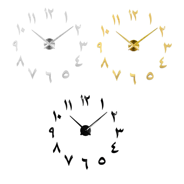 Horloge murale 3D DIY autocollante en acrylique miroir design moderne