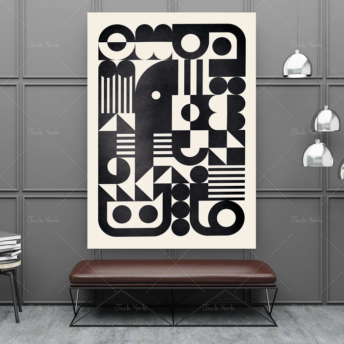 Affiche art déco monochrome moderne sur toile