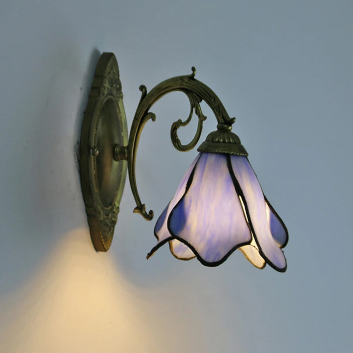 Applique murale vintage en verre bleu style méditerranéen