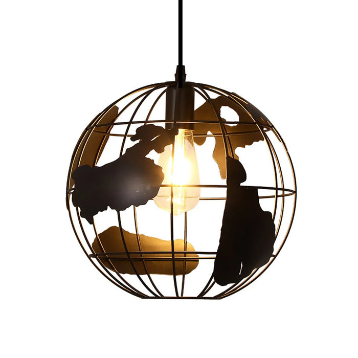 Lustre suspendu industriel noir vu de face