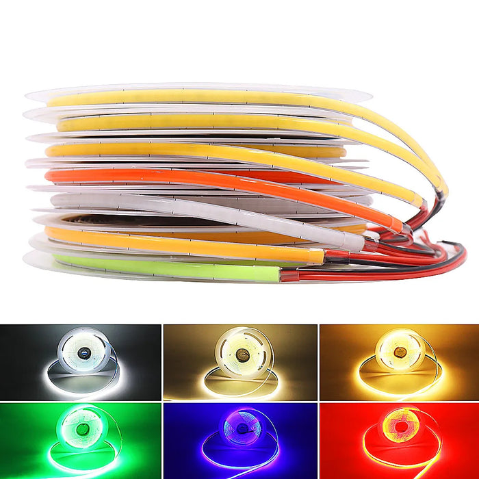 Bande LED COB flexible multicolore allumée dans un salon moderne