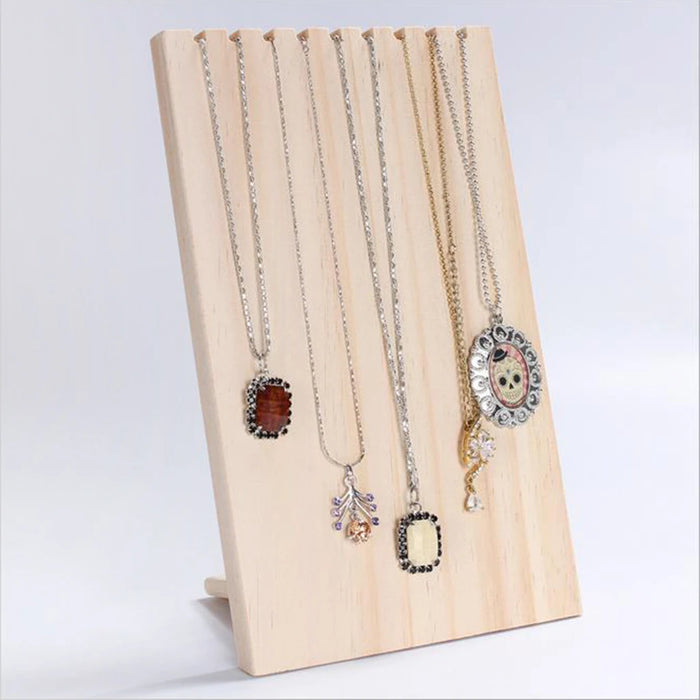 Présentoir à bijoux en bois naturel non fini vue de face