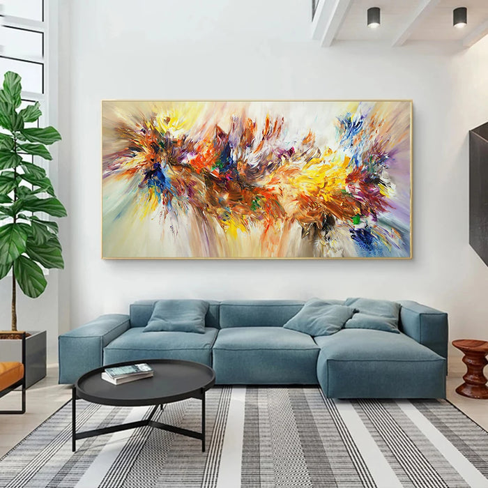 Toile murale abstraite aux fleurs colorées pour décoration chambre moderne