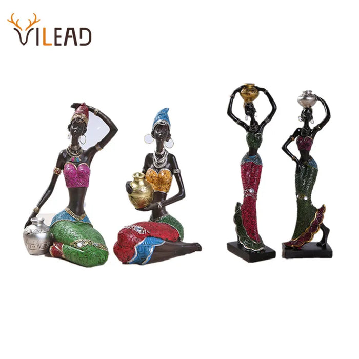 Figurine africaine en résine or style ethnique vintage