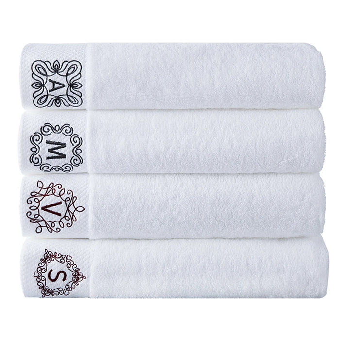 Serviette de bain brodée personnalisée 100% coton noir