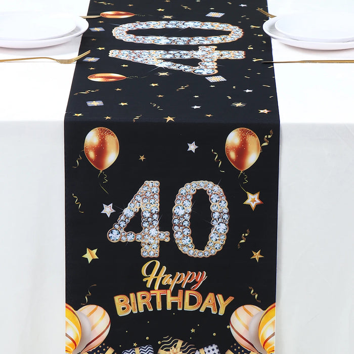 Chemin de table anniversaire en tissu gris foncé pour décoration masculine