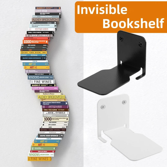 Étagère flottante invisible pour livres en métal noir