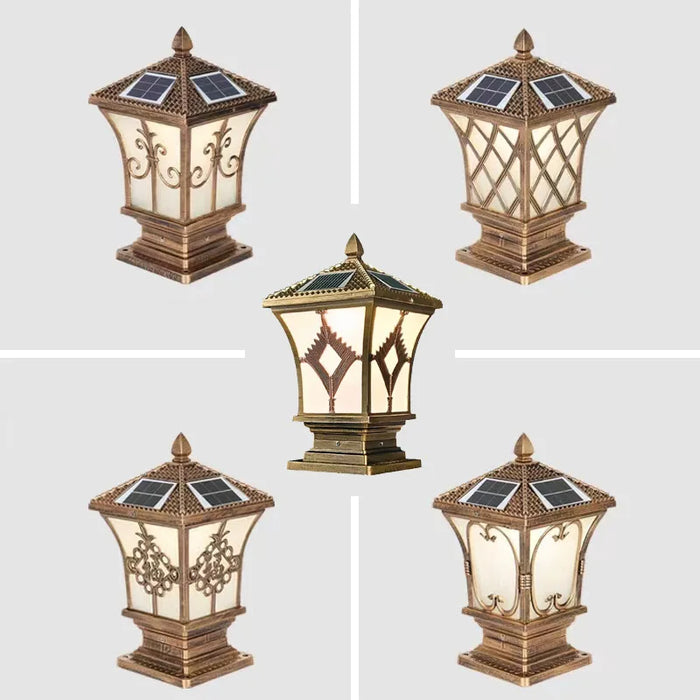 Lampe solaire extérieure moderne noire dans un jardin