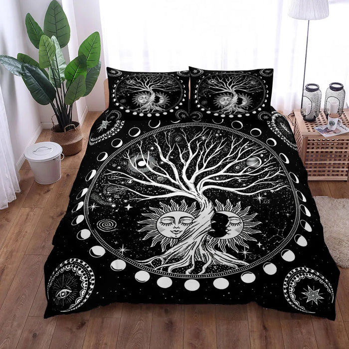 Housse de couette en lin Yggdrasil motifs celtiques sur lit double