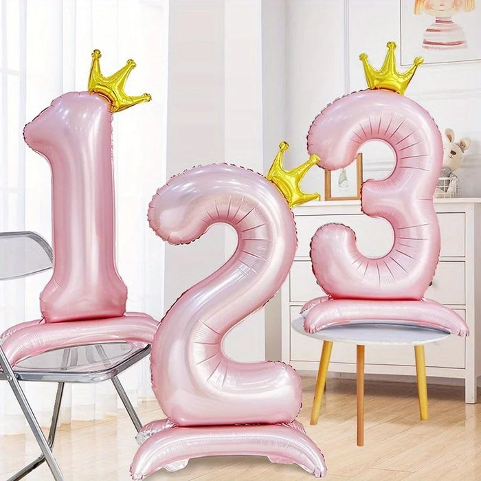 Ballon numéro 40 pouces rose couronne princesse décoration anniversaire