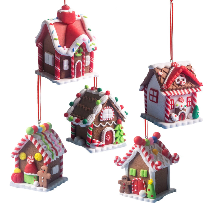 Set de 5 ornements de Noël pain d'épice en céramique