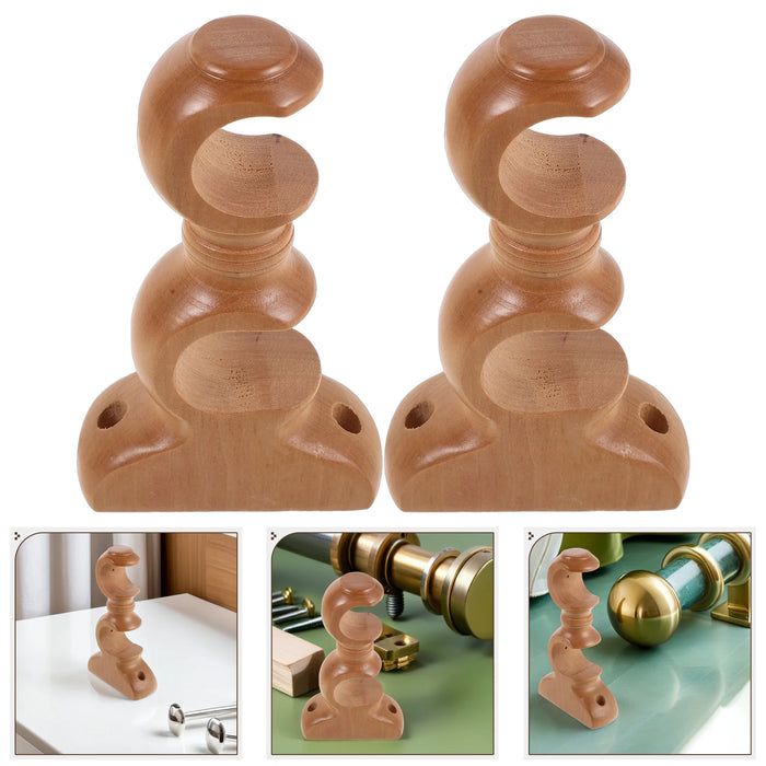 Support de tringle à rideau double en bois beige