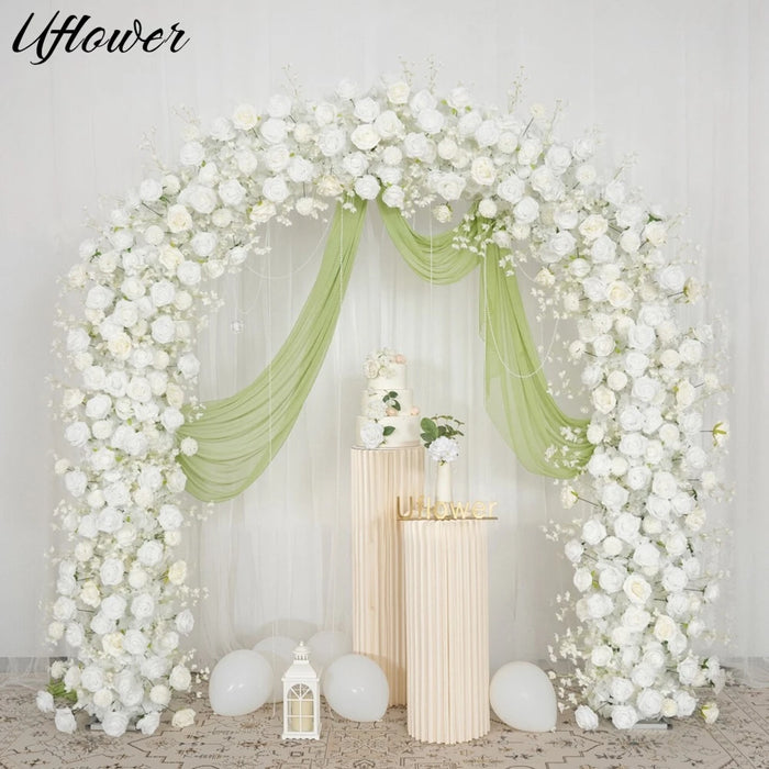 Fleur artificielle rose blanche en soie pour décoration mariage