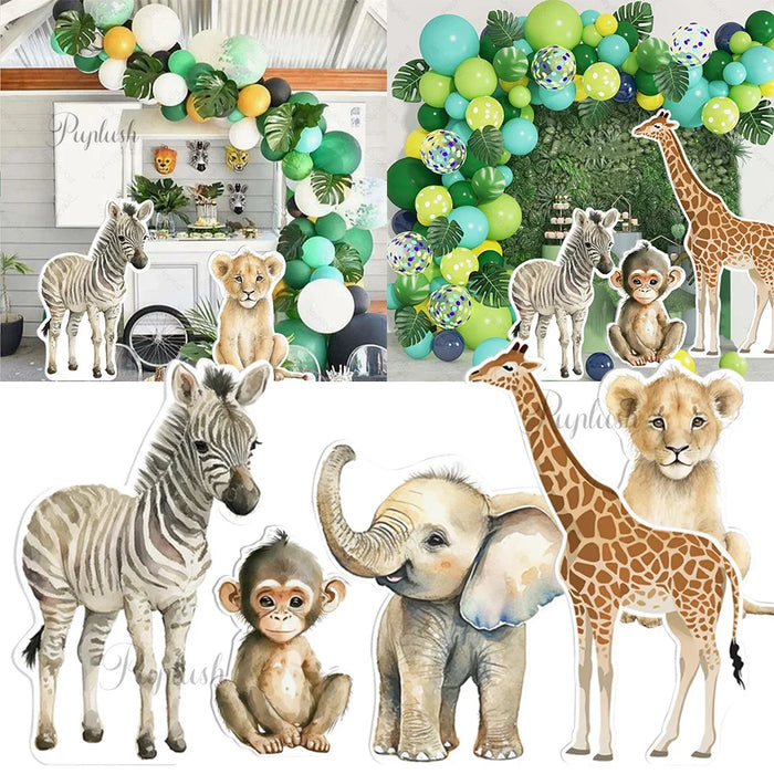 Décoration jungle anniversaire avec découpe éléphant en carton