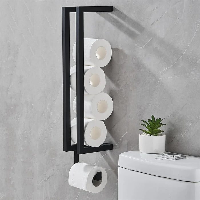 Porte-serviettes en papier noir mural en acier inoxydable pour salle de bain
