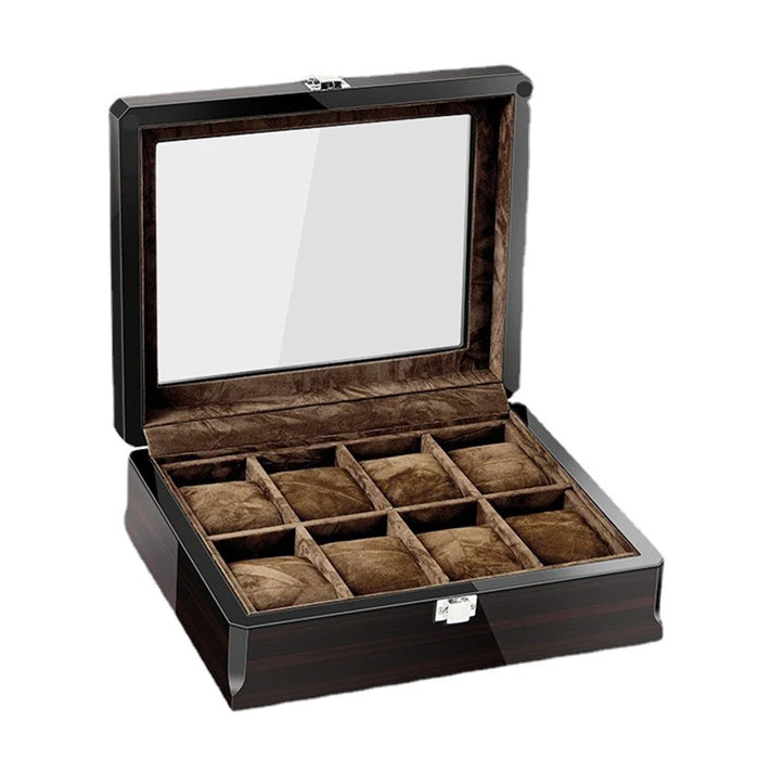 Boîte de rangement pour montre homme en bambou noire