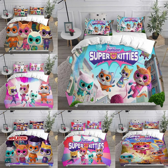 Housse de couette chaton Super Kitties violette