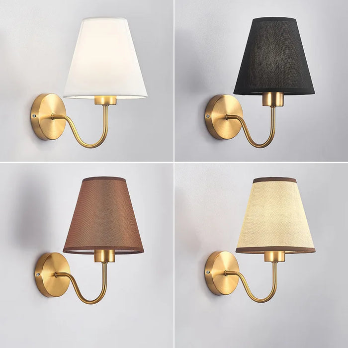 Applique murale en tissu moderne or avec abat-jour LED pour décoration intérieure