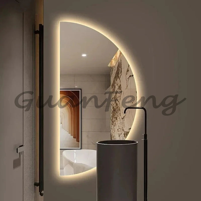 Miroir mural demi-rond 50cm design nordique blanc mat