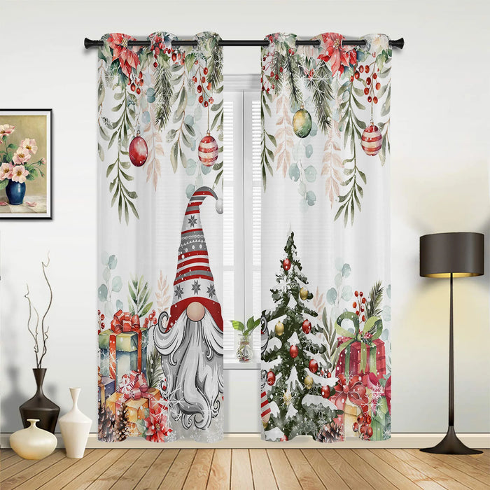 Rideaux décoratifs pour Noël, représentant un motif festif avec un lutin joyeux, un sapin de Noël et des cadeaux colorés. Parfaits pour apporter une ambiance chaleureuse et féerique à votre intérieur pendant les fêtes de fin d'année. Design unique qui illumine votre salon ou votre chambre tout en ajoutant une touche de magie saisonnière.