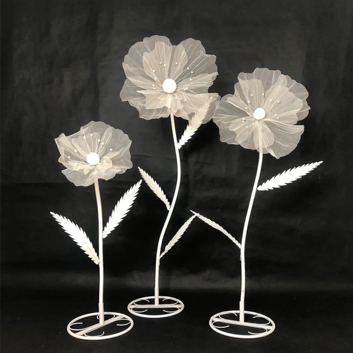 Fleur chrysanthème organza soie blanche 70 cm décoration mariage