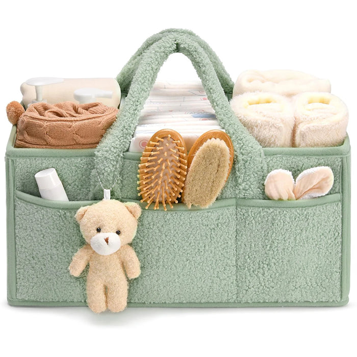 Panier rangement table à langer bébé sherpa jaune clair