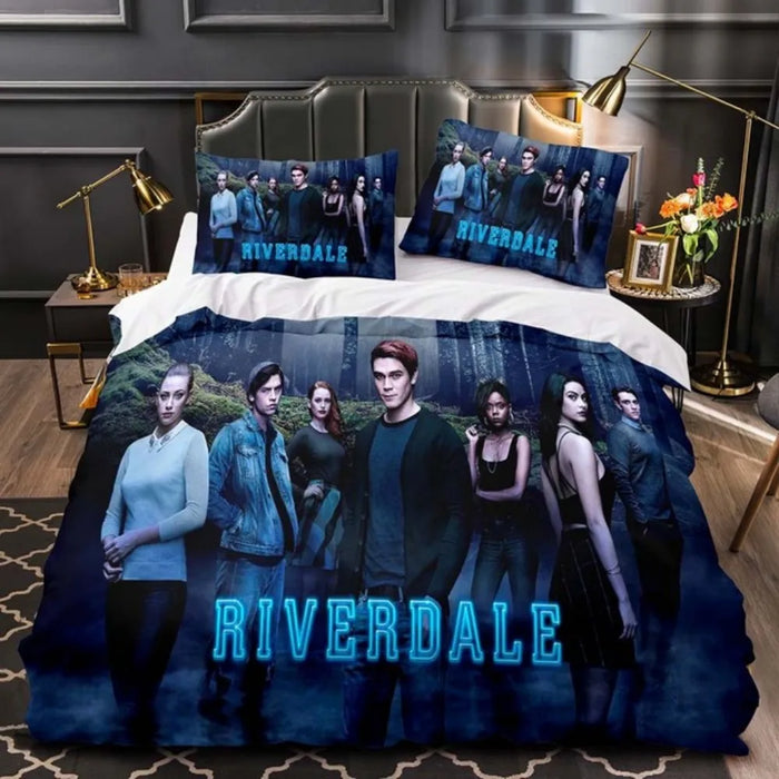 Parure de lit Riverdale imprimée 3D bleu ciel
