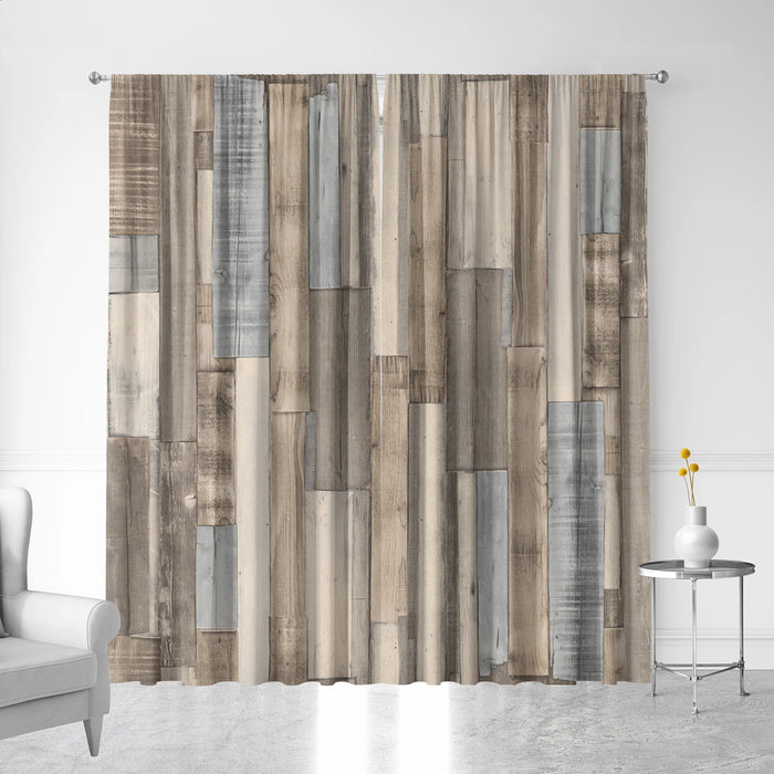 Rideau style européen bleu avec motif plaid dans un salon