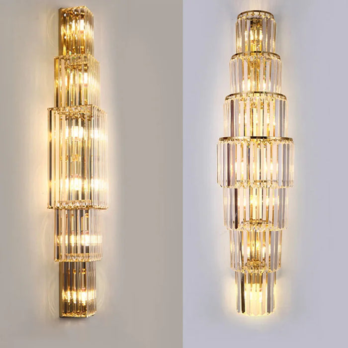 Grande applique murale en cristal avec éclairage LED pour hall ou salon