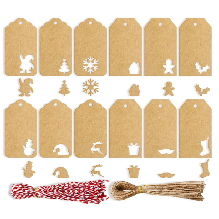 Étiquettes cadeau Noël kraft avec corde