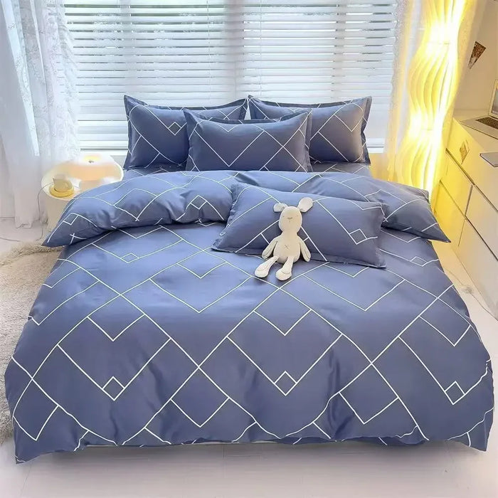 Housse de couette 160x200 cm motif plante en polyester coton sur lit double queen