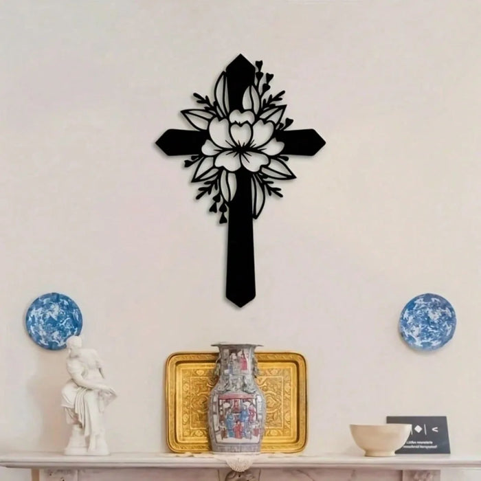 Croix en fer noir décoration murale design Ombre Interieur