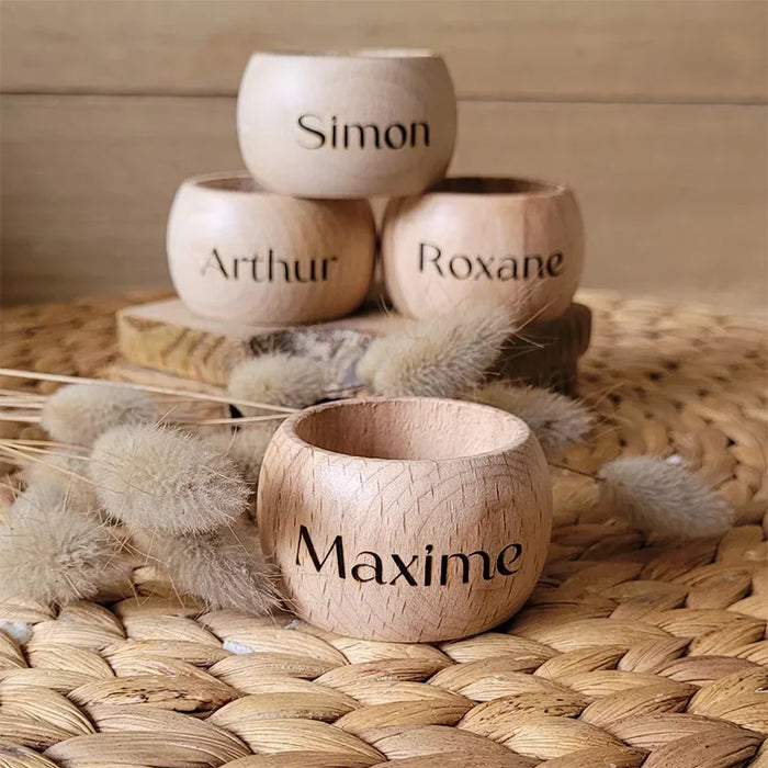Rond de serviette en bois personnalisé pour mariage