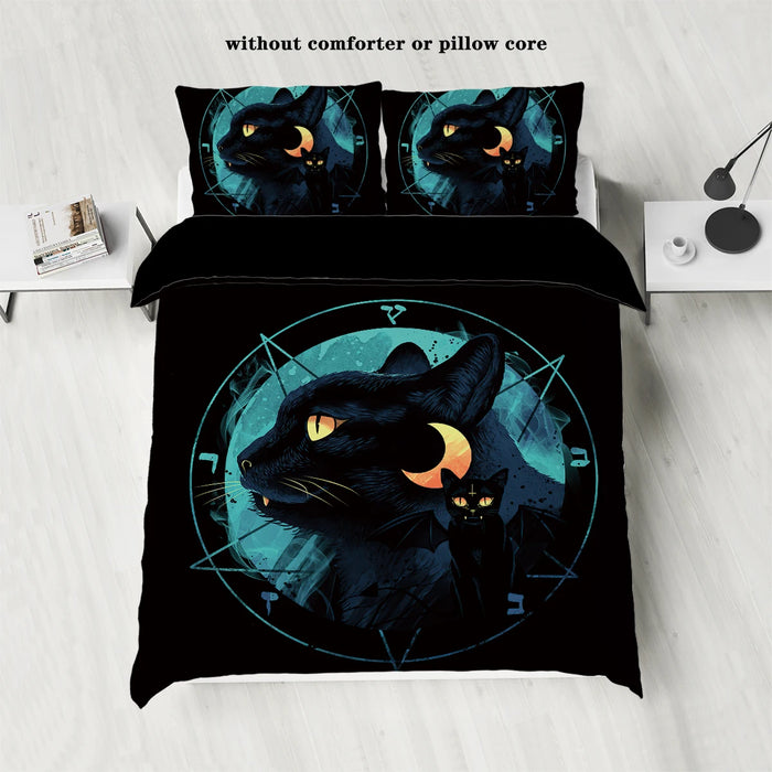 Housse de couette chat noir Halloween motif imprimé