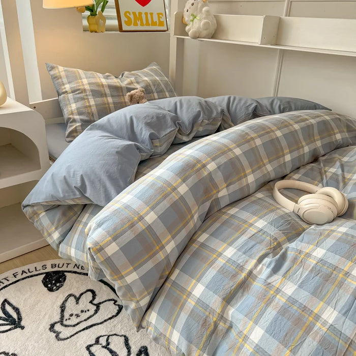 Parure de lit coton lavable style nordique blanc