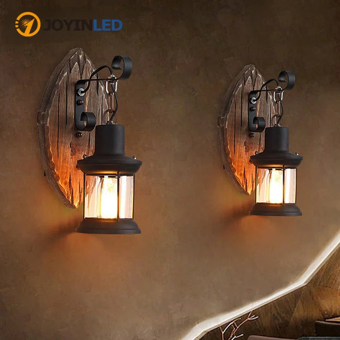 Applique murale LED style industriel vintage noir sur mur en brique