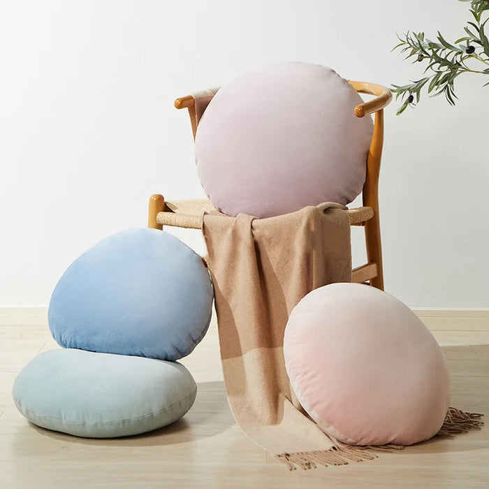 Coussin rond japonais en velours doux blanc pour décoration intérieure