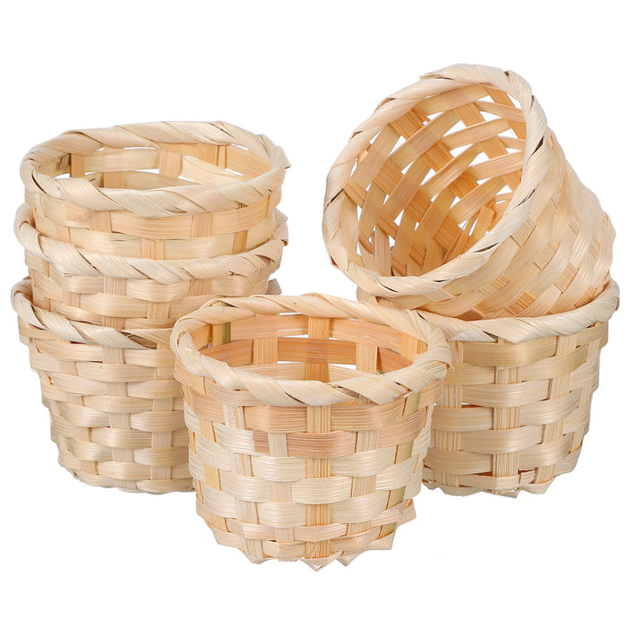 Lot de 6 paniers de rangement en bois tissé main