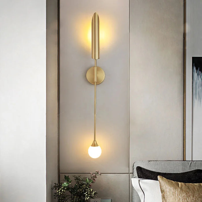 Applique murale LED moderne en cuivre et verre pour salon