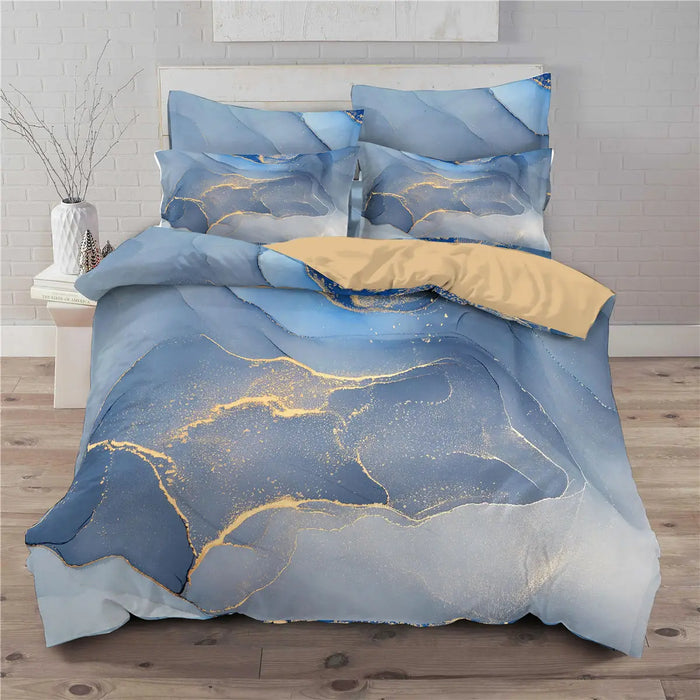 Housse de couette bleue géométrique abstraite pour ado garçon sur lit