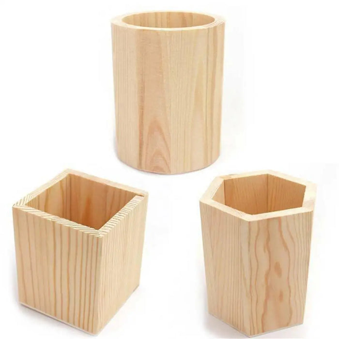 Pot à crayons en bois naturel hexagonal