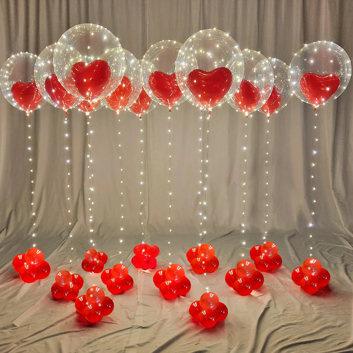 Guirlande lumineuse LED ballons rouges coeur transparents décoration