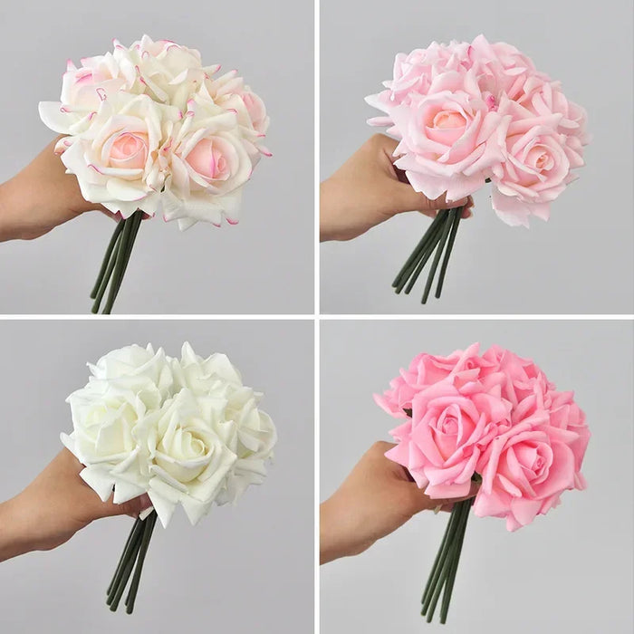 Bouquet de roses bouclées artificielles en soie haut de gamme