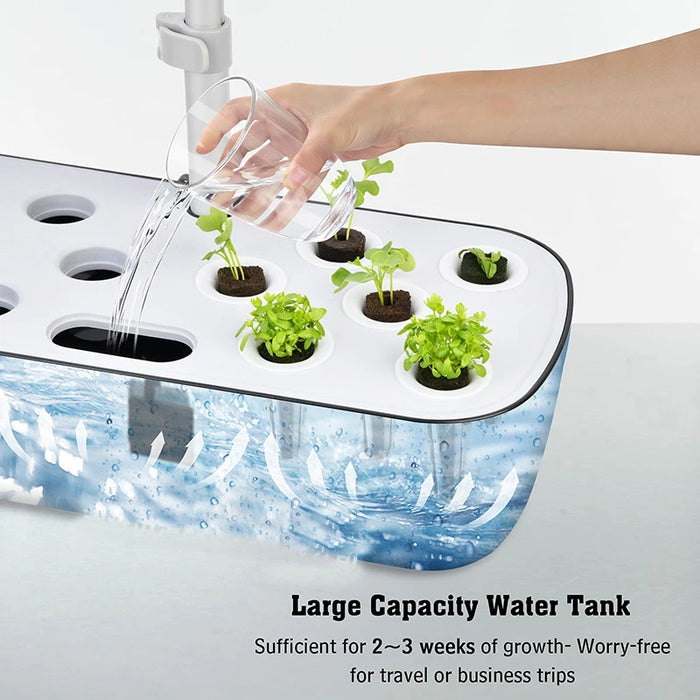Jardinière hydroponique intelligente violette avec lampe LED en fonctionnement