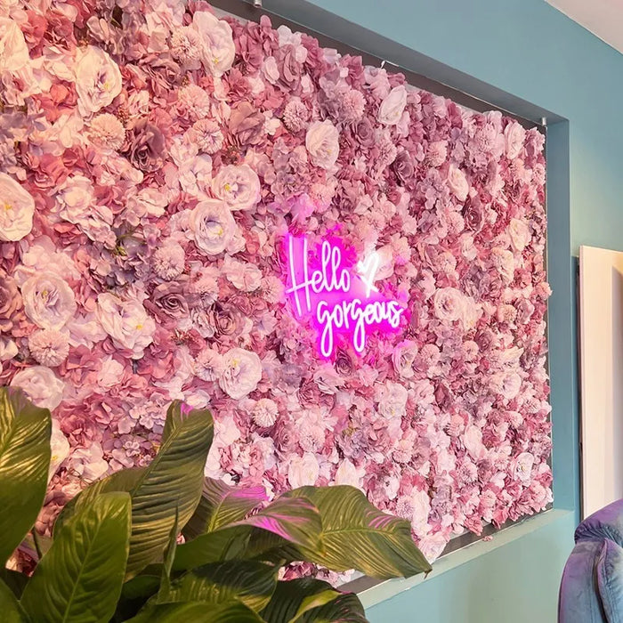 Mur de fleurs artificielles en soie bleu ciel pour décoration intérieure
