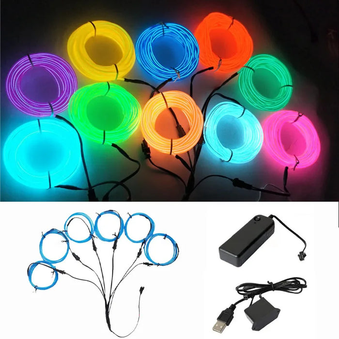Ruban LED néon flexible bleu profond enroulé montrant sa flexibilité