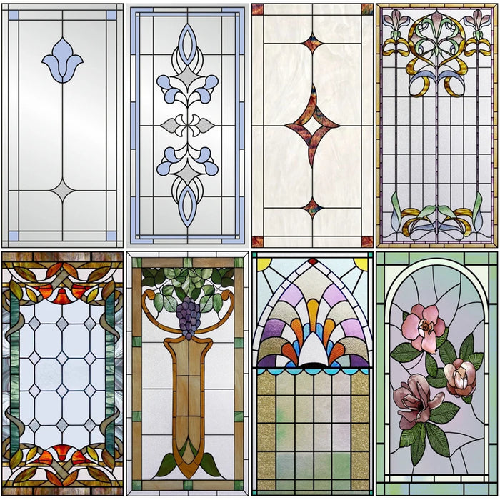 Film vitrail givré autocollant noir sur une fenêtre de salon