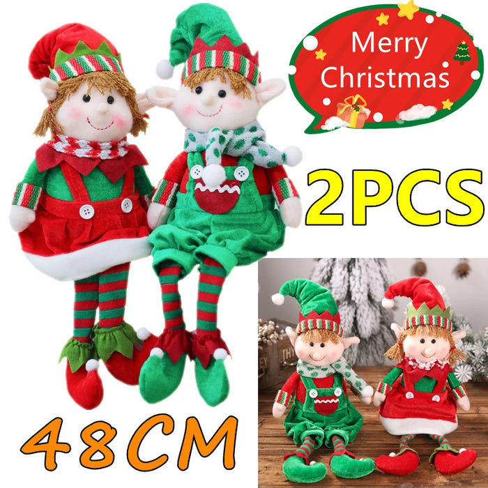 Lutin de Noël en peluche olive 48 cm