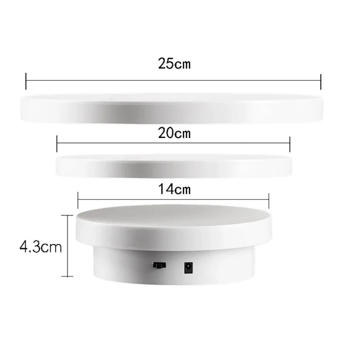 Plateau tournant électrique 360° blanc pour présentation de bijoux
